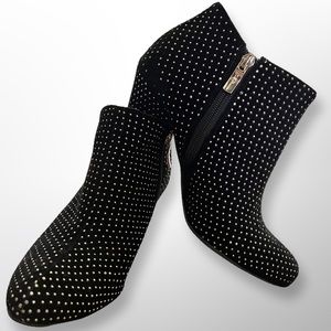BCBGeneration Gold Studded Black Velvet Booties 7.5M